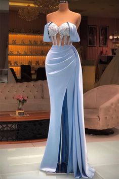 Mermaid Sweetheart Strap Sleeveless Beading Floor-length High Split Prom Dress-Ballbella Split Prom Dresses, Mermaid Sweetheart, Long Sleeve Evening Gowns, Evening Dresses Short, Looks Party, Prom Dresses Online, فستان سهرة, Mermaid Evening Dresses, Formal Dresses For Women