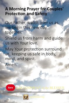 A Morning Prayer for Couples' Protection and Safety Prayers For Blessings, Prayers To Start Your Day, Prayer For Married Couples, Couple Prayer, Morning Couple, Powerful Couple, Couples Prayer, Prayers For My Husband