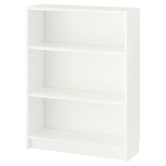 a white bookcase with three shelves on each side and one shelf above the other