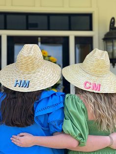 Straw hats are the perfect summer accessory. Keep your face in the shade and out of the sun with the wide brim.  This listing is for one hat with your custom monogram. Initials are embroidered. Monogram features a block drop shadow. Choose your top thread color and you shadow color.  * Inner Crown Circumference:  23 inches * Brim Length: 5 inches * Crown Height:  6 inches * Straw Sun hat with wide brim * One size fits most * Adjustable Chin Strap Personalized Beach Hat One Size Fits Most, Customizable Beach Hats One Size Fits Most, Personalized Summer Hats With Curved Brim, Personalized Curved Brim Summer Hat, Personalized Adjustable Summer Hats, Customizable Adjustable Hats For Vacation, Adjustable Personalized Hats For Vacation, Customizable Adjustable Beach Hats, Customizable Adjustable Vacation Hats