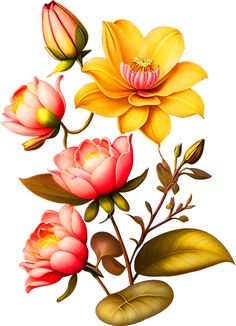 an image of flowers that are on a white background