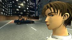 an animated image of a man in the middle of a street with cars on it