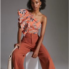 Combining Feminine Details With Timeless Silhouettes,Letme Be’s Dreamy Collection Is Crafted From The Finest Of Fabric And Embellished With Handcrafted Beadwork And Embroidery. Side Zip Cotton Made In India Chic Orange Cotton Blouse, Trendy Orange Cotton Blouse, Orange Cotton Blouse For Work, Fitted Orange Blouse For Work, Fitted Orange Tops For Work, Fitted Orange Casual Blouse, Fitted Casual Orange Blouse, Fitted Orange Blouse For Spring, Fitted Orange Blouse For Fall