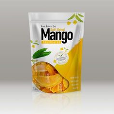 a bag of mango tea sitting on top of a table