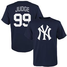 PRICES MAY VARY. Officially licensed by the MLB Decorated in team colors and logo Team logo on front with player name and number on back Premium screen printed graphics Tagless collar for added comfort This MLB New York Yankees Aaron Judge Youth Navy Player Name & Number Jersey T-Shirt is a must-have for any young baseball fan. It is made from 100% cotton and features the official team logo and colors, as well as the player's name and number on the back. The shirt is machine washable and is perf Aaron Judge, Baseball Fan, My New Room, New York Yankees, Team Colors, Jersey T Shirt, Branded T Shirts, Team Logo, Mlb