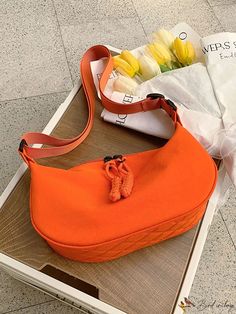 BirdinBag - Stylish & Versatile Single Shoulder Crossbody Bag - Perfect Accessory! Orange Hobo Shoulder Bag, Large Capacity Orange Shoulder Bag For School, Casual Orange Bag With Handles, Casual Orange Shoulder Bag With Handles, Orange Hobo Bag With Adjustable Strap For Daily Use, Large Capacity Orange Pouch Shoulder Bag, Orange Bucket Shoulder Bag With Adjustable Strap, Orange Crossbody School Bag, Orange Shoulder Bag For School With Zipper Closure