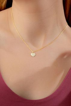 Tiny Diamond Heart Necklace, 14k Solid Gold Heart Necklace, Elegant Solid Real Gold Heart Necklace is a Great Anniversary Gift for Her, Dainty Gold Necklace, Gold Heart Pendant, Elegant Necklace, Anniversary Gift, Gift for Her, Gold Heart CharmOur gold necklaces make the most perfect gift for so many occasions, weddings, birthdays or as the perfect staple in your own jewelry collection. It’s a meaningful gift for your children, girlfriend, wife, families, loved one or a special treat just for yo 14k Gold Heart Charm Necklace, Fine Jewelry 14k Gold Heart Necklace, Yellow Gold Heart Necklace As Gift For Her, 14k Gold Heart Cut Necklace For Her, Gold Plated Heart Pendant Necklace Fine Jewelry, Gold Plated Heart Pendant Necklace In Fine Jewelry Style, 14k Gold Heart Necklace As Gift For Her, Yellow Gold Heart Charm Necklace In Fine Jewelry Style, Yellow Gold Heart Necklace In 14k