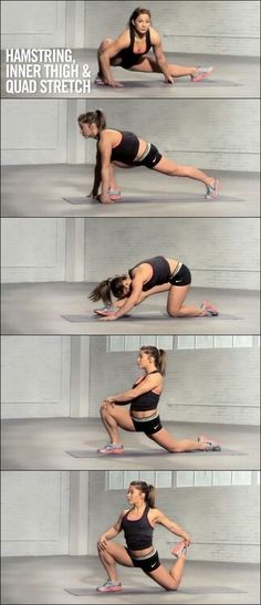 a woman doing yoga poses on her stomach