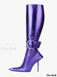 Olivia Mark - Purple Boots with Pointed Toe and Buckle Fastening for Women Find Your Aesthetic, Purple Boots, Royal Purple, Olivia Mark, New Day, Bootie Boots, Balenciaga, Buckle, Women Shoes