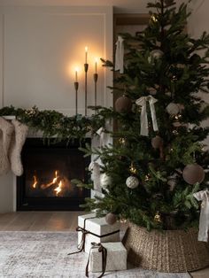 a decorated christmas tree in a living room