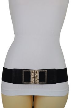 Style : Fashion stylish dress up party look / Waist or HipCondition : Brand NewColor : Black faux leather and stretch waistband strap + gold metal buckle Size: One Size Belt - Adjustable Can Fit Size Small - Medium Waist Size: About 28" - 39"Belt Width : About 2 4/8" wide Brand New Trendy Urban Superb Women Waistband Spring Summer Winter Fall Modern All Year Around Collection Ladies Fashion Feminine Style Sexy Premium Belt - perfect for day or night look great for a party Brand new sexy fun and Trendy Black Belt For Summer, Chic Black Corset Belt For Formal Occasions, Elegant Black Belt For Night Out, Chic Black Belt For Evening, Black Belts For Summer Party, Black Party Belts For Summer, Chic Black Belt For Party, Trendy Black Corset Belt For Party, Chic Black Corset Belt For Night Out