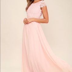 Lace Upper Chiffon Skirt Dress In Size Small From Lulus. Maxi Length. New With Tags. Pink Long Dress Lulus, Light Pink Formal Dress Lulus, Pink Bridesmaid Dresses Long Lulus, Pink Formal Dress Lulus, Maxi Dress For Wedding, Pink Lace Maxi Dress, Blush Pink Maxi Dress, Blush Maxi Dress, Wedding Bridesmaids Dresses Blue