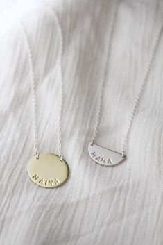 solid gold name necklace / round mommy necklace / personalized gold pendant / kids names necklace Minimalist Round Disc Charm Necklace For Mom, Simple Personalized Round Pendant Necklace, Minimalist Everyday Name Necklace With Round Pendant, Minimalist Name Necklace Perfect As A Gift For Mom, Personalized Round Pendant Name Necklace, Minimalist Personalized Circle Necklace, Everyday Minimalist Round Name Necklace, Minimalist Round Name Charm Necklaces, Minimalist Round Name Necklace As Personalized Gift