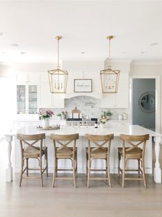 the kitchen is clean and ready to be used for dinner or breakfast time, but it's not too crowded