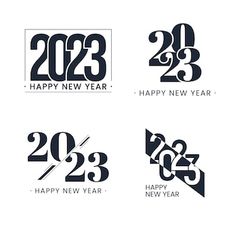 new year's numbers are displayed in black and white colors on a white background