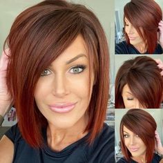 Pelo Color Borgoña, Hair Color And Cut, Auburn Hair, Girl Short Hair, Short Blonde Hair, Medium Hair Cuts, Fall Hair Colors, Hair Color Ideas, Great Hair