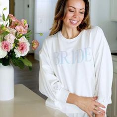 Radiate Throughout Your Bridal Events With Our Bride Millie Sweatshirt. Combining Timeless Elegance With A Hint Of Sparkle, It Offers Both Comfort And Style As You Prepare For Your Big Day. With Buttery-Soft Fabric And Cozy Fleece Lining, It Ensures Unparalleled Comfort For The Bride-To-Be. Perfect For Bachelorette Weekends, Wedding Appointment, Or Getting Ready On The Morning Of Your Special Day! Xs= 2-4 S= 6-8 M= 8-10 L=12-14 Scarf Coverup, Rebecca Black, Bridal Events, Bride Sweatshirt, Kids Scarf, Bridal Event, Bachelorette Weekend, Back Jewelry, Blazer With Jeans