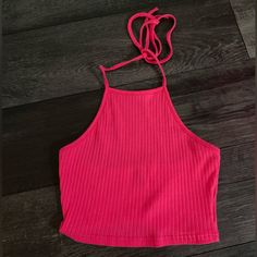 Hot Pink Tie Halter Crop Top , Never Worn Brand New , Shein Pink Cotton Halter Neck Top, Pink Halter Neck Cotton Top, Hot Pink Tie, Sock Outfits, Pink Tie, Pink Ties, Halter Crop Top, Shein Tops, Hot Pink