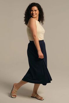 Bamboo Midi Skirt - Dark Navy | Bamboo Body