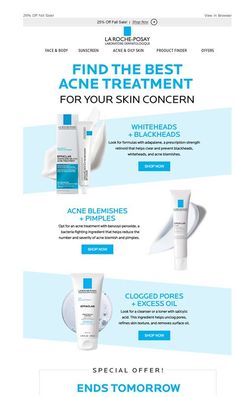 the landing page for this website shows an image of skin care products