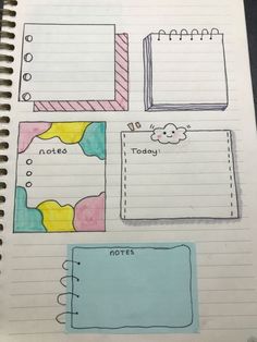 notebooks with notes on them and the words today written in different colors, shapes and sizes