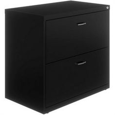 a black filing cabinet with two drawers