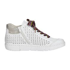 Rieker Jacks Perforated White Women's Shoes Rieker Jacks Perforated White Women's Shoes Explore the perfect blend of style and durability with these Rieker Jacks perforated shoes for women. Crafted with high-quality faux leather, these shoes feature a breathable textile interior and a sturdy TR sole. The lace-up closure provides a secure fit, while the flat heel offers comfort for all-day wear.   Color: White  Heel Height: 3cm  Heel Type: Flat  Shoe Width: Narrow to Normal (F)   Care Instructions: Remove dust and dirt with a soft shoe brush or a lint-free, slightly damp cloth.