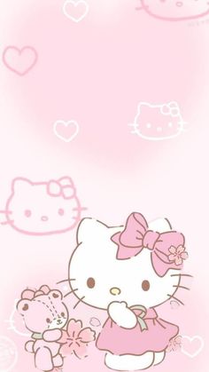 a hello kitty wallpaper with pink background