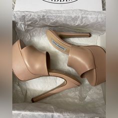 Brand New Never Used Steve Madden Identity Blush Lea Size 6 Blush Leather Open Heel Shoes, Blush Leather Open Heel Heels, Chic Blush Sandals With Round Toe, Blush Leather Heels For Party, Blush Leather High Heel Shoes, Chic Closed Toe Heels In Blush, Blush High Heel Leather Shoes, Blush Leather Heels With Round Toe, Chic Closed Toe Blush Heels