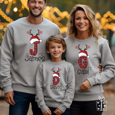 Monogrammed Family Christmas Sweatshirt, Family Christmas Name Shirt, Family Christmas Shirt, Personalized Christmas Family Sweatshirt, Custom Christmas Shirt With Name, Monogram ▶️CUSTOM ORDERS Please check all colour and size charts before placing the order. Since all shirts are custom-made based on your selection, I don't accept returns or exchanges unless there is an issue with your order. We're working with different shirt brands based on the colour/size availability.  Other Custom Christma Xmas Family Photo Ideas, Christmas Family Outfits, All Colour, Christmas Names, Christmas Matching, Christmas Monogram, Family Christmas Shirts, Christmas Hoodies, Printing Business