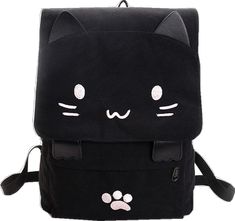 Cute Black School Backpack, Cute Black Backpack For Back To School, Cute Black Backpack With Adjustable Strap, Black Canvas Student Bags, Cute Black Student Backpack, Cute Black Backpack For Students, Cute Black Backpack For Daily Use, Black Cotton Bag For Back To School, Black Canvas Backpack For Back To School