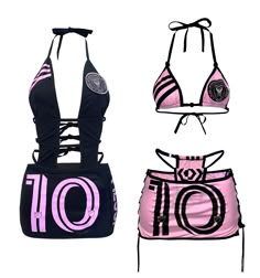 This reworked dress is made from a Messi jersey. Support your fave player ٩(◕‿◕｡)۶🎀 and give sporty meets Kawaiicore It includes the BRA, THONG, & SKIRT. PLEASE NOTE: As this is a rework, there may be small defects in the jerseys and the positioning of the print may vary. SIZE CHART: US SIZE Pop Star Fashion, Reworked Dress, Messi Jersey, 80s Sportswear, Thick High Heels, Jersey Fashion, Rave Fits, Cut Clothes, Office Shoes