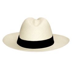 Brand: Gamboa Color: Natural Material: Toquilla Straw Brim: 6 - 7.5 cm. (2.35"- 3")Grade: 3 - 4 (SubFine)learn more Sweatband: Cotton Twill, 3 cm. (1.18") Crown: 10.37 - 10.87 cm. (4.1" - 4.3") Ribbon: Linen Description: A comfortable hat, handmade in Cuenca, the worldwide famous Panama Hat town in Ecuador. This Panama Fedora hat (Tuis) for women is a top quality, casual and elegant hat. Each hat is individually blocked and trimmed to meet the highest quality standards. Classic White Hat Bands For Spring, Classic White Adjustable Fedora, Classic White Fedora For Spring, White Adjustable Panama Hat For Formal Occasions, Classic White Fedora Sun Hat, White Fitted Toquilla Straw Sun Hat, Fitted White Toquilla Straw Sun Hat, Classic White Curved Brim Sun Hat, White Fitted Panama Hat For Beach