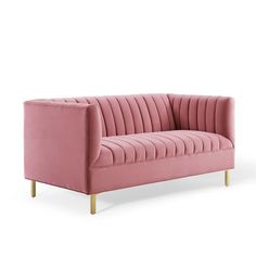 Modway Shift Channel Tufted Performance Velvet Loveseat FredCo Office Seating Area, Living Room Loveseat, Two Seater Couch, Tufted Loveseat, Velvet Living Room, Velvet Loveseat, Contemporary Modern Furniture, Living Room Lounge, Office Seating