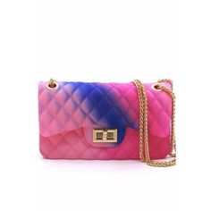 Brand New Trendy Rainbow Crossbody Bag. This Bag Is Super Cute And Has Vibrant Pink And Dark Purple Colors. Has A Gold Strap That Can Be Worn As A Double Start Or Longer As One Strap. The Strap Is Not Removable. Has A Gold Metal Twist Lock Closure. Pvc Material High Quality Trendy Purple Clutch Bag, Trendy Purple Clutch Shoulder Bag, Purple Clutch Bag With Detachable Strap, Purple Clutch Bag For Daily Use, Purple Clutch With Detachable Strap, Trendy Purple Clutch Evening Bag, Purple Clutch Shoulder Bag With Detachable Strap, Purple Clutch Shoulder Bag For Travel, Leather Tote Bag Designer