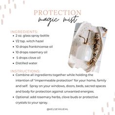 Smudge Spray Diy, Protection Oil Recipe, Essential Oil Sprays Diy, Smudge Spray Recipe, Native Spirituality, Essential Oil Sprays, Protection For Home, Aura Body