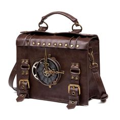 Style: retro styleFabric texture: PULining texture: polyesterBag shape: horizontal squareTrendy Bags Style: Pillow BagPopular elements: metalSize: 25*21*9cm Steampunk Mode, Moda Steampunk, Steampunk Bag, Steampunk Aesthetic, Gothic Bag, Steampunk Leather, Tas Bahu, Style Steampunk, Leather Rivets