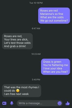 text messages from two people who are talking to each other on the same phone screen