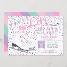 an ice skate birthday party with polka dots and confetti