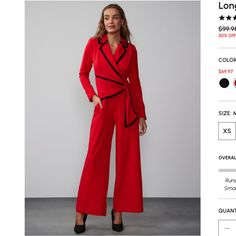 Gorgeous Wrap Jumpsuit Red Jumpsuit For Workwear In Fall, Red Jumpsuits And Rompers For Work In Fall, Red Jumpsuit For Work In Fall, Red Long Sleeve Jumpsuits And Rompers For Fall, Chic Long Sleeve Jumpsuits And Rompers For Holiday, Red V-neck Jumpsuit For Fall, Elegant Red Long Sleeve Jumpsuit, Chic Holiday Jumpsuits And Rompers With V-neck, Red Fitted Long Sleeve Pantsuit