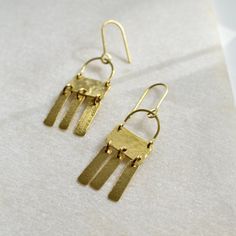 Hammered Brass Chandeliers, Geometric Statement Jewelry, Column Earrings - Etsy Sweden Hammered Metal Chandelier Earrings As Gift, Hammered Brass Chandelier Earrings For Gift, Brass Beaded Earrings, Handmade Brass Beaded Earrings, Hammered Brass Chandelier Drop Earrings, Hammered Metal Chandelier Earrings, Beaded Brass Drop Earrings, Traditional Brass Hammered Earrings, Handwoven Dangle Brass Earrings