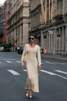 Knitted Long Sleeve Maxi Dress Offwhite | NA-KD Winter Maxi Dress Outfit, Winter Maxi Dress, Knitted Maxi Dress, Winter Maxi, Knitted Long Sleeve, Maxi Dress Outfit, Maxi Knit Dress, Mode Inspo, Long Sleeve Maxi