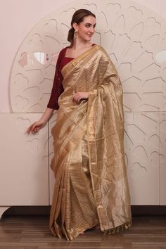 Brown organza saree with floral woven pattern. Comes with a sequins embroidered padded blouse. - Aza Fashions Brown Organza Saree, Padded Blouse, Floral Squares, Woven Pattern, Blouse For Women, Organza Saree, Embroidered Blouse, Aza Fashion, Three Quarter