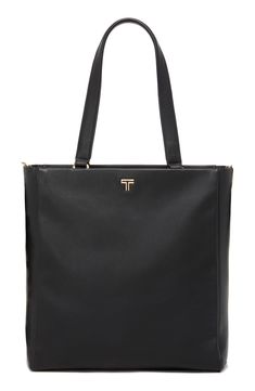 Gleaming logo hardware and rich leather distinguish a structured tote furnished with a spacious interior perfect for storing your daily essentials. Top zip closure Shoulder straps Interior wall pockets Removable pouch Structured silhouette with flat base and protective metal feet This bag includes Tumi Tracer®, an exclusive, complimentary program that helps reunite lost or stolen bags with their rightful owners using a one-of-a-kind 20-digit number affixed to the bag Lined Leather Imported Sleek Office Bags With Metal Hardware, Modern Bags For Daily Use With Branded Hardware, Modern Bags With Metal Hardware And Double Handle, Sleek Business Bag With Metal Hardware, Timeless Tan Shoulder Bag For Office, Modern Travel Bags With Branded Hardware, Sleek Leather Bags With Metal Hardware, Sleek Leather Bag With Metal Hardware, Modern Workwear Bags With Zipper Closure