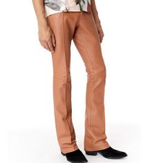 Brown Bottoms For Fall With Standard Cut Leg, Fitted Brown Leather Pants, Fitted Brown Leather Bottoms, Casual Leather Pants With Standard Cut, Casual Leather Pants With Standard Cut Leg, Brown Leather Trousers, Brown Leather Pants, Designer Leather Jackets, Mens Leather Pants