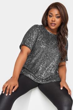 Shop YOURS LONDON Curve Silver Sequin Swing Top at Yours Clothing. Discover women’s plus size clothing in sizes 10-36 with fast delivery. Tops For Party, Plus Size Dressy Tops, Plus Size Dressy, Sequin Embellished Top, Plus Swimwear, Evening Tops, Next Fashion, Silver Tops, Embellished Top