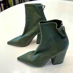 Alias Mae Olive Green Pointy Toe Boots, Size 39 (8), Few Scratches On The Inside Side Of The Boots (As Shown In Pictures) Chic Green Boots With Reinforced Heel, Chic Green Pointed Toe Boots, Green Block Heel Boots For Spring, Chic Green Ankle Heeled Boots, Trendy Green Heels For Fall, Casual Green Boots With Block Heel, Green Pointed Toe Boots With Reinforced Heel, Green Pointed Toe Heeled Boots With Reinforced Heel, Spring Green Boots With Reinforced Heel