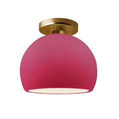 a pink light fixture on a white background