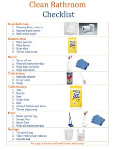 the cleaning checklist is shown with instructions