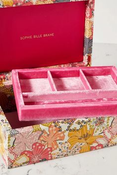 Sophie Bille Brahe Trésor Grande Hawaii Floral-print Voile And Velvet Jewelry Box - Pink | Editorialist Hawaii Jewelry, Large Jewelry Box, Sophie Bille Brahe, Velvet Jewelry, Large Jewelry, Jewel Box, Jewellery Storage, Liberty Fabric, Pink Velvet